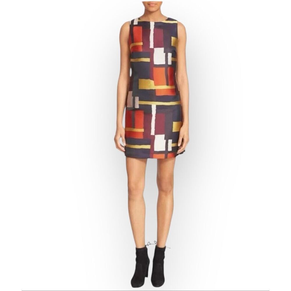 Alice + Olivia Women's Medium Clyde Print Geometric Multi Mini Sleeveless Dress